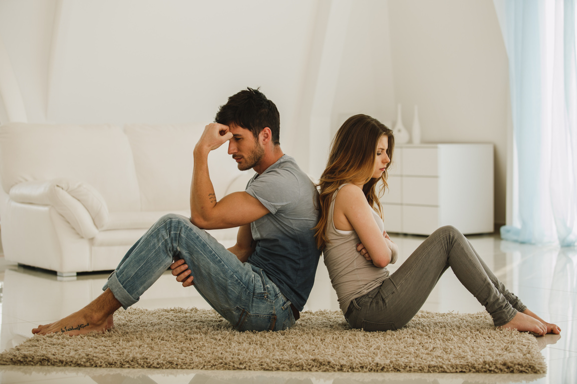 Upset young couple after a fight